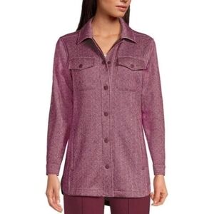 Lands End Fleece Snap Jacket Herringbone Shacket Plus Size 2x